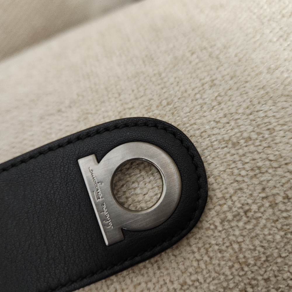 Salvatore Ferragamo Black Leather Belt with Silver Accents - Picture 7 of 10